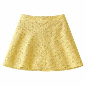 Ann Taylor Petite Yellow Eyelet Skirt A-Line Summer Spring 12P